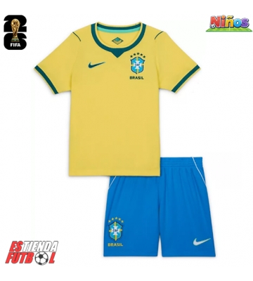 Brasil Primera Equipación Niños Mundial 2026 Manga Corta (+ Pantalones cortos)